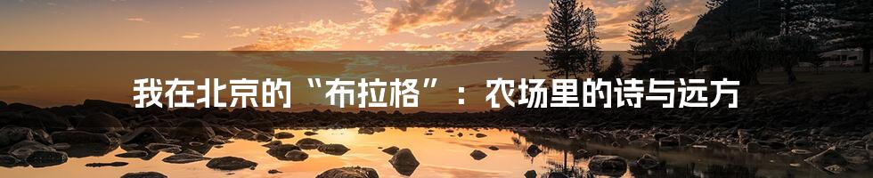 我在北京的“布拉格”:农场里的诗与远方
