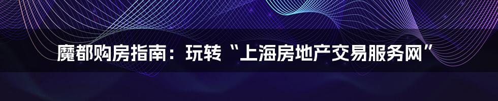 魔都购房指南:玩转“上海房地产交易服务网”