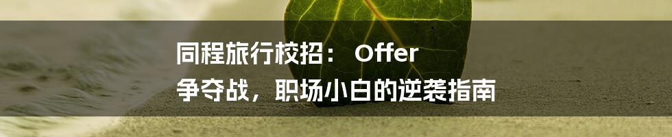 同程旅行校招： Offer 争夺战，职场小白的逆袭指南