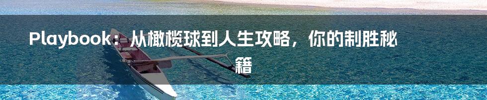Playbook：从橄榄球到人生攻略，你的制胜秘籍