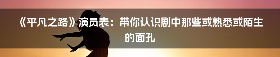 《平凡之路》演员表:带你认识剧中那些或熟悉或陌生的面孔