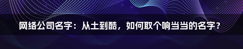 网络公司名字:从土到酷,如何取个响当当的名字?