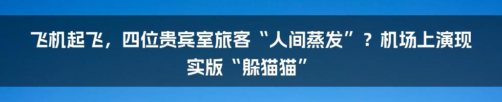 飞机起飞,四位贵宾室旅客“人间蒸发”?机场上演现实版“躲猫猫”