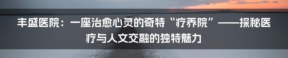 丰盛医院:一座治愈心灵的奇特“疗养院”——探秘医疗与人文交融的独特魅力