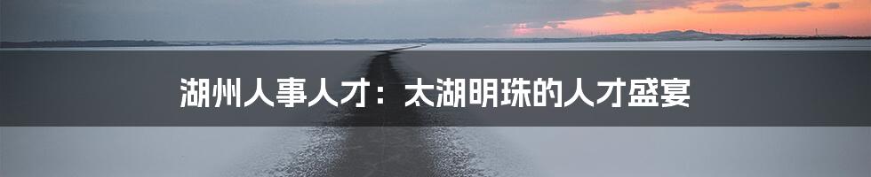 湖州人事人才:太湖明珠的人才盛宴
