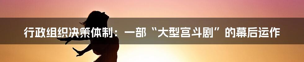 行政组织决策体制:一部“大型宫斗剧”的幕后运作