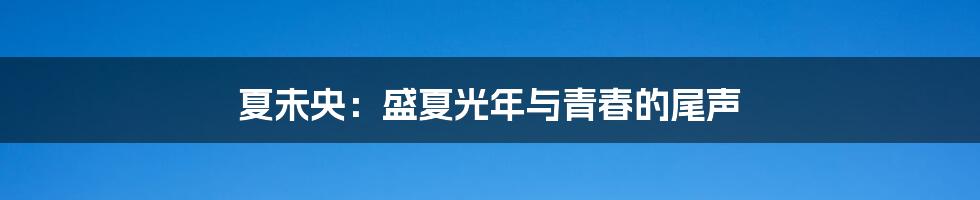 夏未央：盛夏光年与青春的尾声