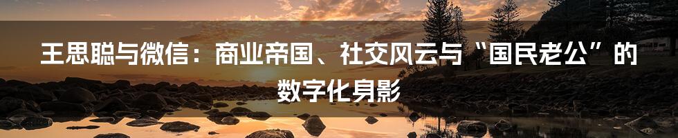 王思聪与微信：商业帝国、社交风云与“国民老公”的数字化身影