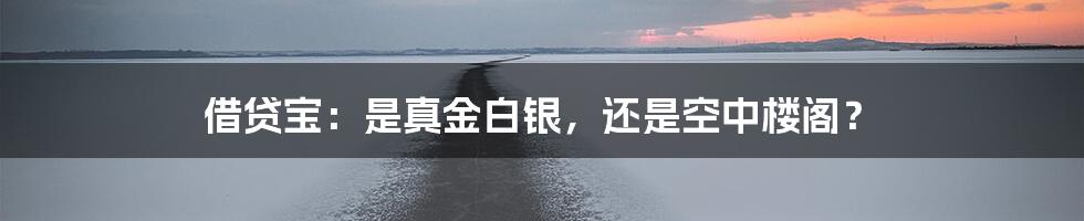 借贷宝：是真金白银，还是空中楼阁？