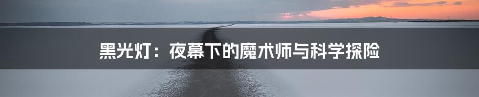 黑光灯：夜幕下的魔术师与科学探险