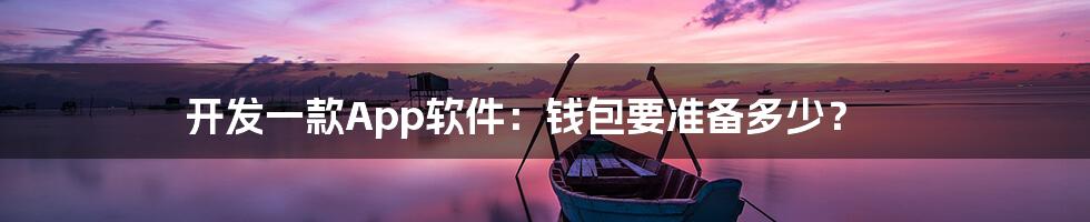 开发一款App软件：钱包要准备多少？