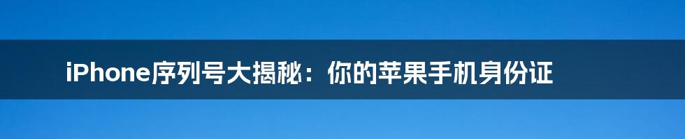iPhone序列号大揭秘:你的苹果手机身份证