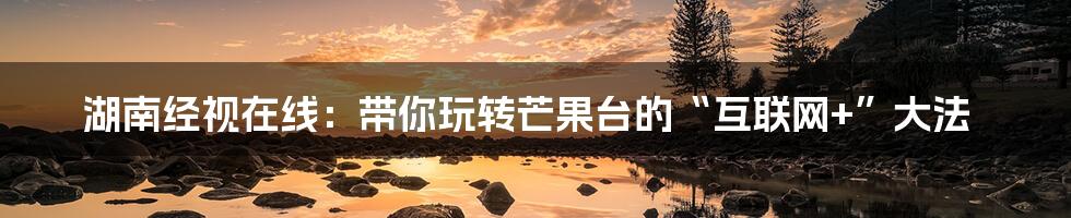 湖南经视在线：带你玩转芒果台的“互联网+”大法
