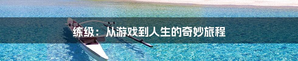 练级:从游戏到人生的奇妙旅程