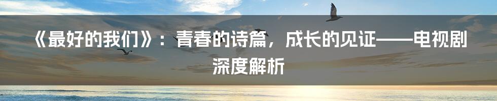 《最好的我们》：青春的诗篇，成长的见证——电视剧深度解析