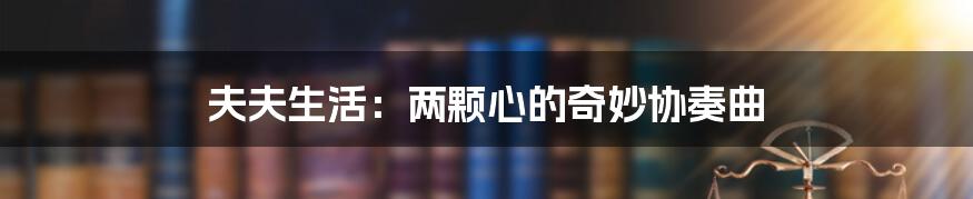 夫夫生活:两颗心的奇妙协奏曲