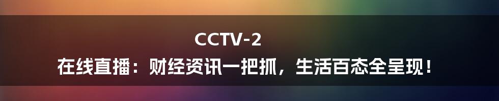 CCTV-2 在线直播:财经资讯一把抓,生活百态全呈现!