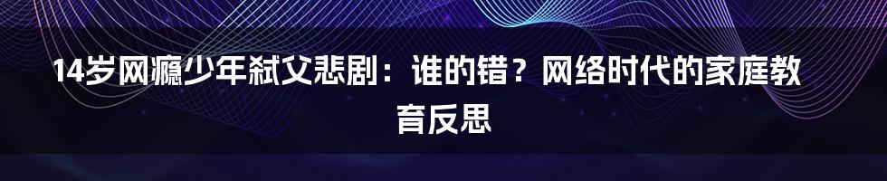 14岁网瘾少年弑父悲剧:谁的错?网络时代的家庭教育反思
