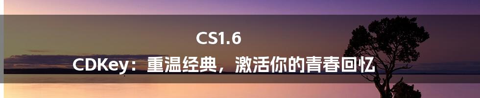 CS1.6 CDKey：重温经典，激活你的青春回忆