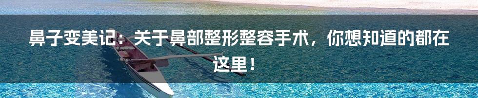 鼻子变美记:关于鼻部整形整容手术,你想知道的都在这里!