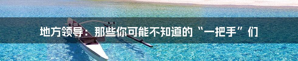地方领导：那些你可能不知道的“一把手”们