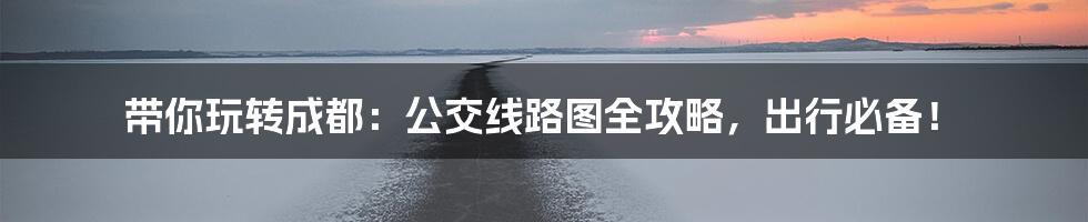 带你玩转成都:公交线路图全攻略,出行必备!