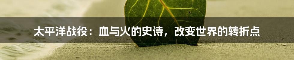 太平洋战役：血与火的史诗，改变世界的转折点