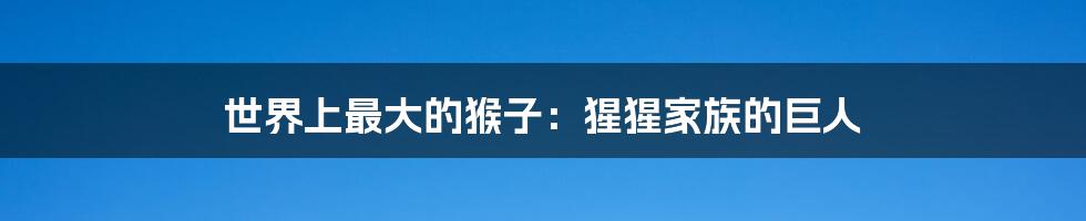 世界上最大的猴子：猩猩家族的巨人