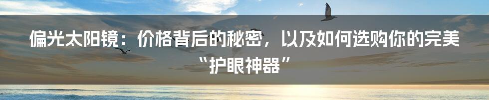 偏光太阳镜：价格背后的秘密，以及如何选购你的完美“护眼神器”