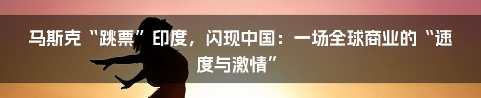 马斯克“跳票”印度，闪现中国：一场全球商业的“速度与激情”