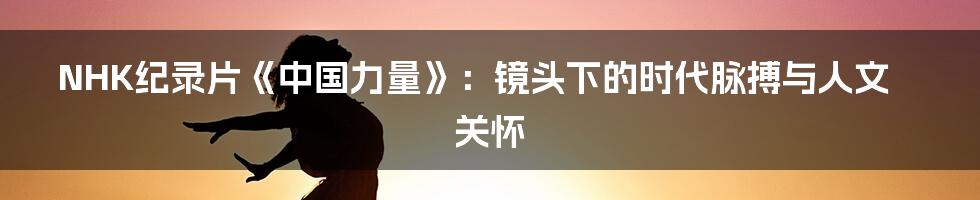 NHK纪录片《中国力量》:镜头下的时代脉搏与人文关怀