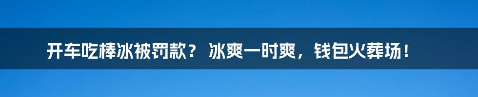 开车吃棒冰被罚款? 冰爽一时爽,钱包火葬场!