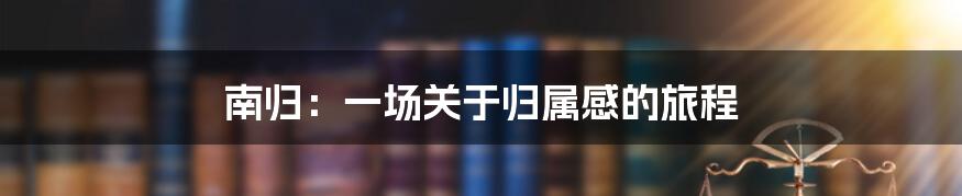 南归：一场关于归属感的旅程