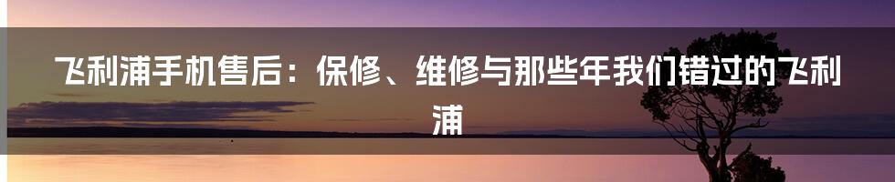 飞利浦手机售后:保修、维修与那些年我们错过的飞利浦