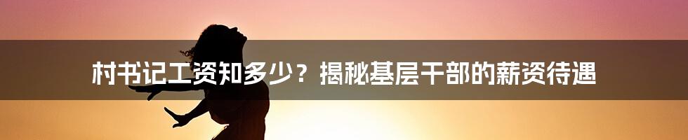 村书记工资知多少?揭秘基层干部的薪资待遇