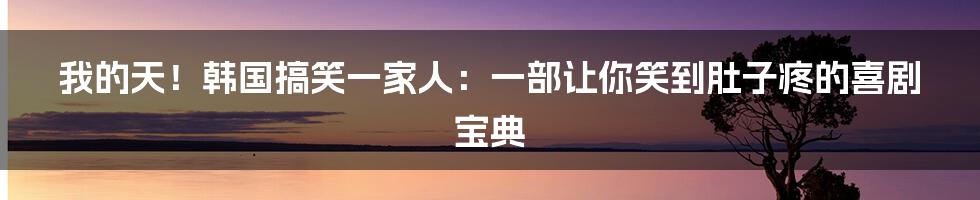我的天!韩国搞笑一家人:一部让你笑到肚子疼的喜剧宝典