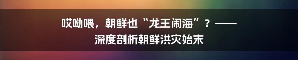 哎呦喂，朝鲜也“龙王闹海”？—— 深度剖析朝鲜洪灾始末