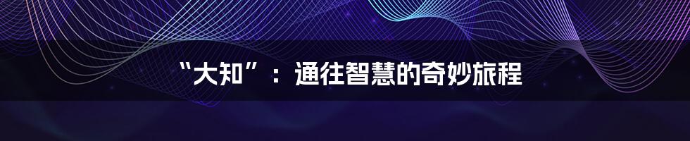 “大知”：通往智慧的奇妙旅程