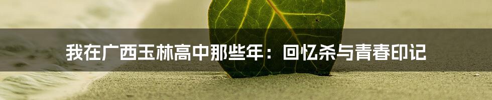 我在广西玉林高中那些年：回忆杀与青春印记
