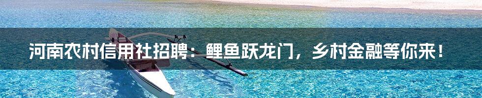 河南农村信用社招聘:鲤鱼跃龙门,乡村金融等你来!