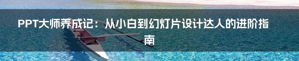 PPT大师养成记：从小白到幻灯片设计达人的进阶指南