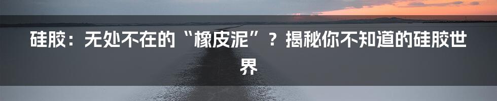 硅胶:无处不在的“橡皮泥”?揭秘你不知道的硅胶世界