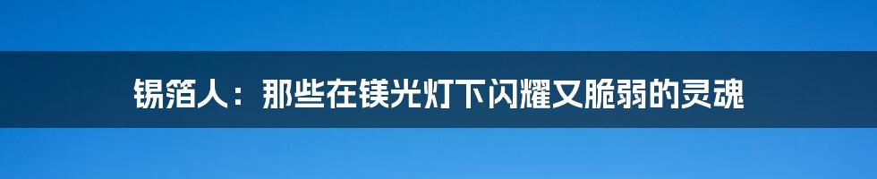 锡箔人：那些在镁光灯下闪耀又脆弱的灵魂
