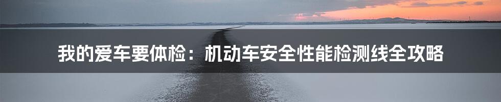 我的爱车要体检：机动车安全性能检测线全攻略