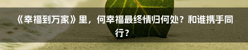 《幸福到万家》里，何幸福最终情归何处？和谁携手同行？