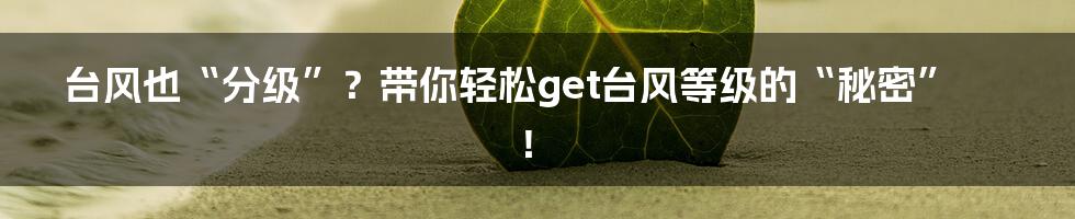 台风也“分级”?带你轻松get台风等级的“秘密”!