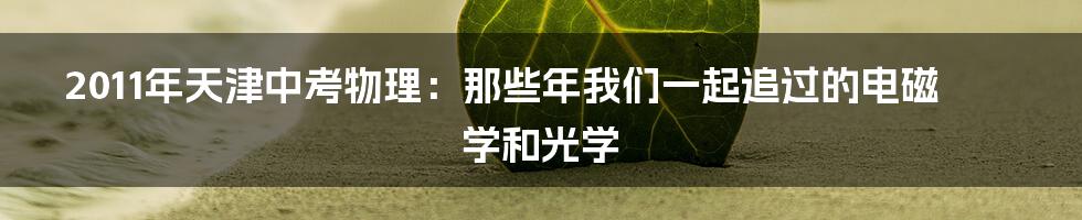 2011年天津中考物理:那些年我们一起追过的电磁学和光学
