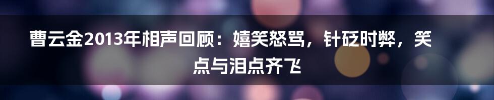 曹云金2013年相声回顾：嬉笑怒骂，针砭时弊，笑点与泪点齐飞