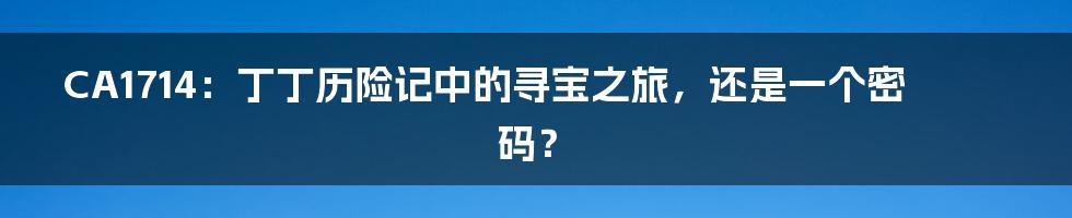 CA1714：丁丁历险记中的寻宝之旅，还是一个密码？