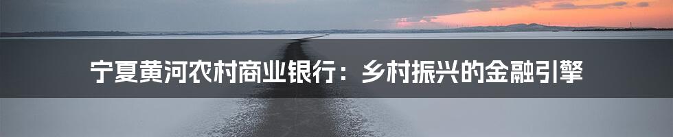 宁夏黄河农村商业银行:乡村振兴的金融引擎